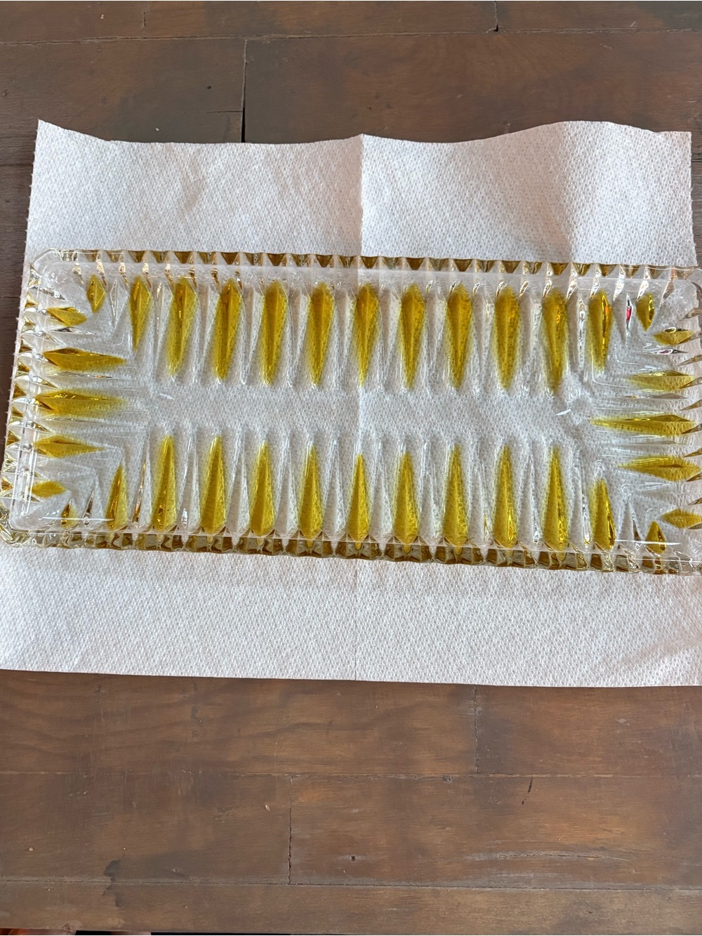 "Carola Yellow" pattern made by Walther Glas during the 1970s glass tray